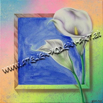 Airbrush-Mischtechnik auf Leinen, Calla 3