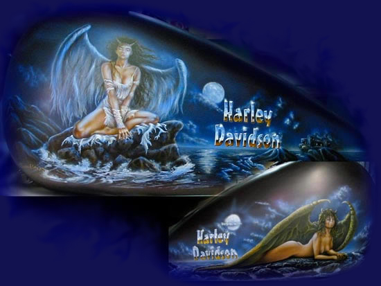 Royo, Airbrush auf Harley Bike Tank