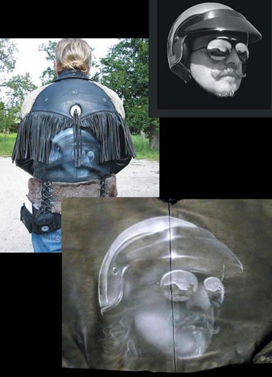 Airbrush auf Biker Lederjacke, Harty Big Chief