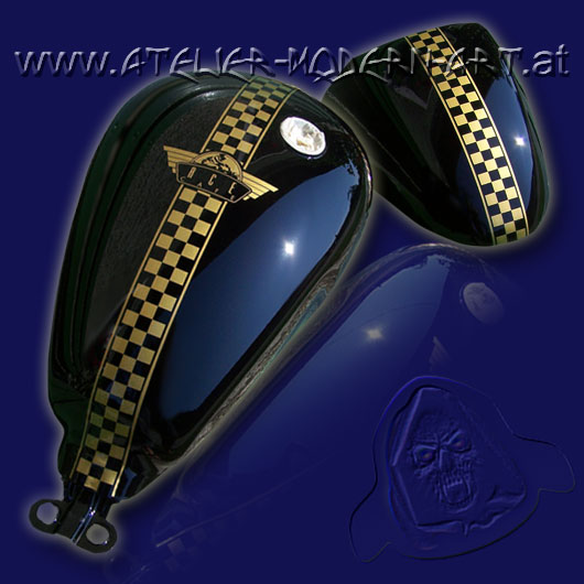 Airbrush auf Tank und Fender Triumph