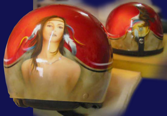 Airbrush auf Chopper Helm, Indian Girl